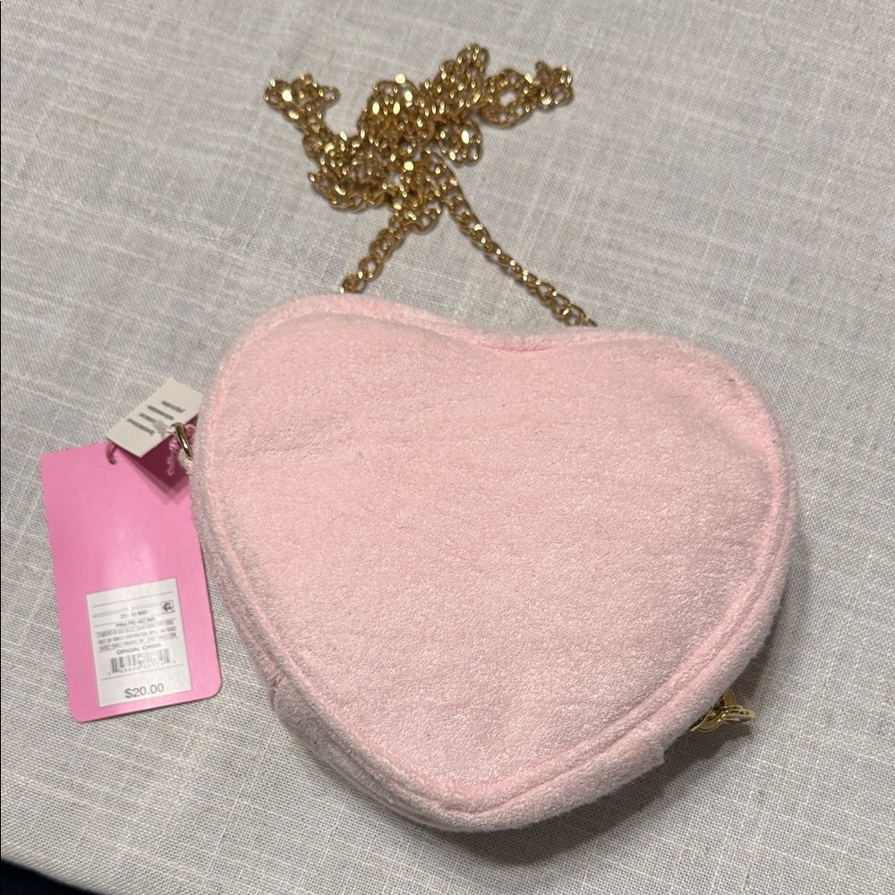 Stoney Clover Lane inPink Heart-Shaped Bag with Gold Chain